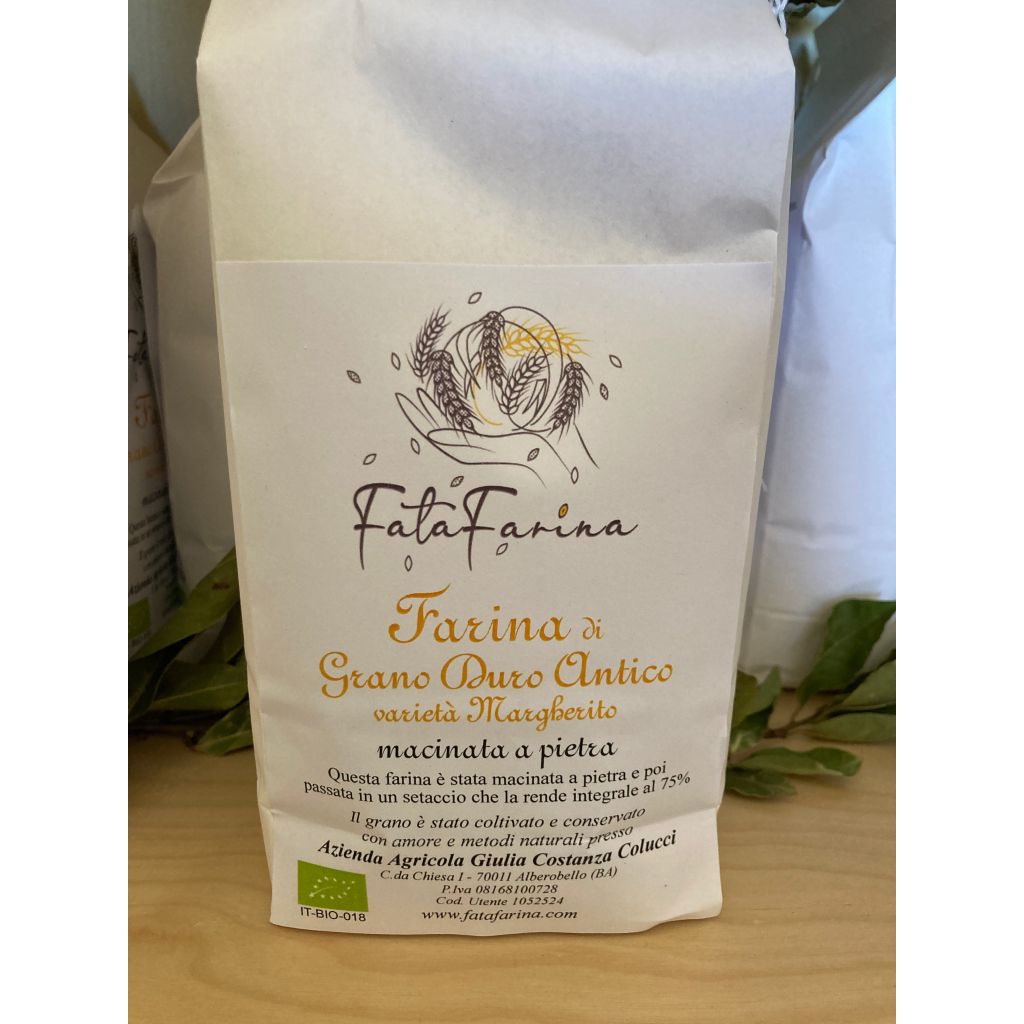 Farina biologica di grano duro macinata a pietra variet&agrave; Margherito