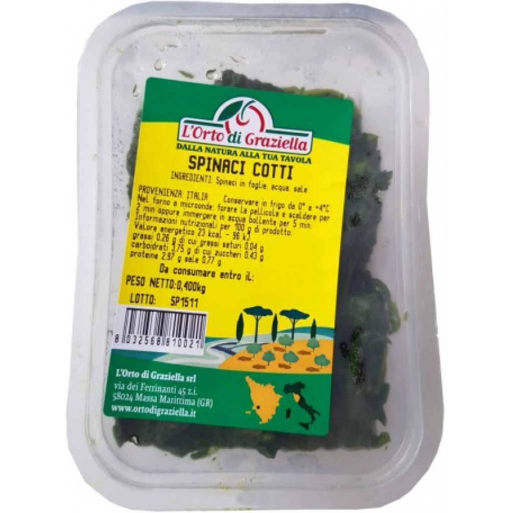 SPINACI COTTI VASCHETTA 400 G