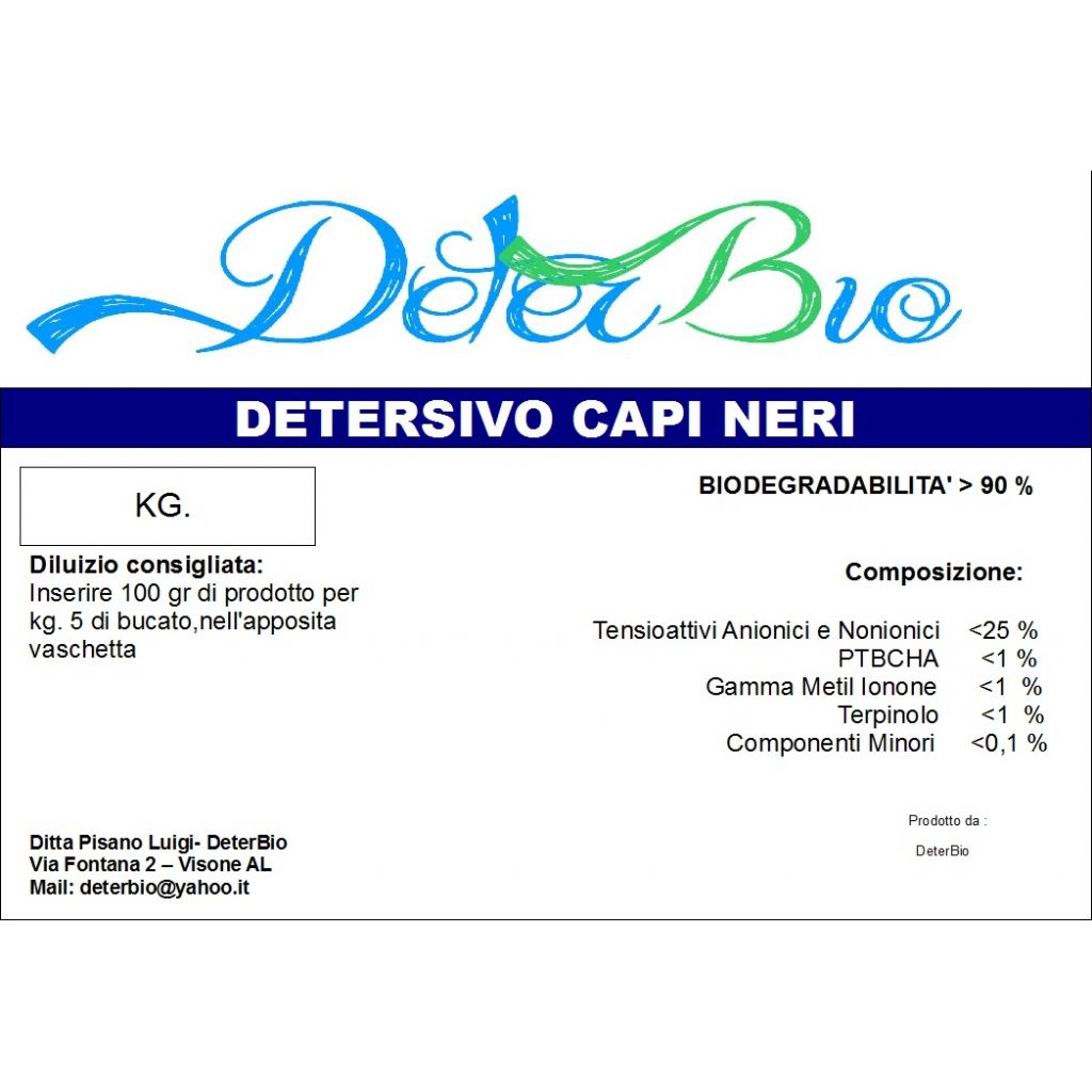 Detersivo bucato lavatrice capi neri kg. 25
