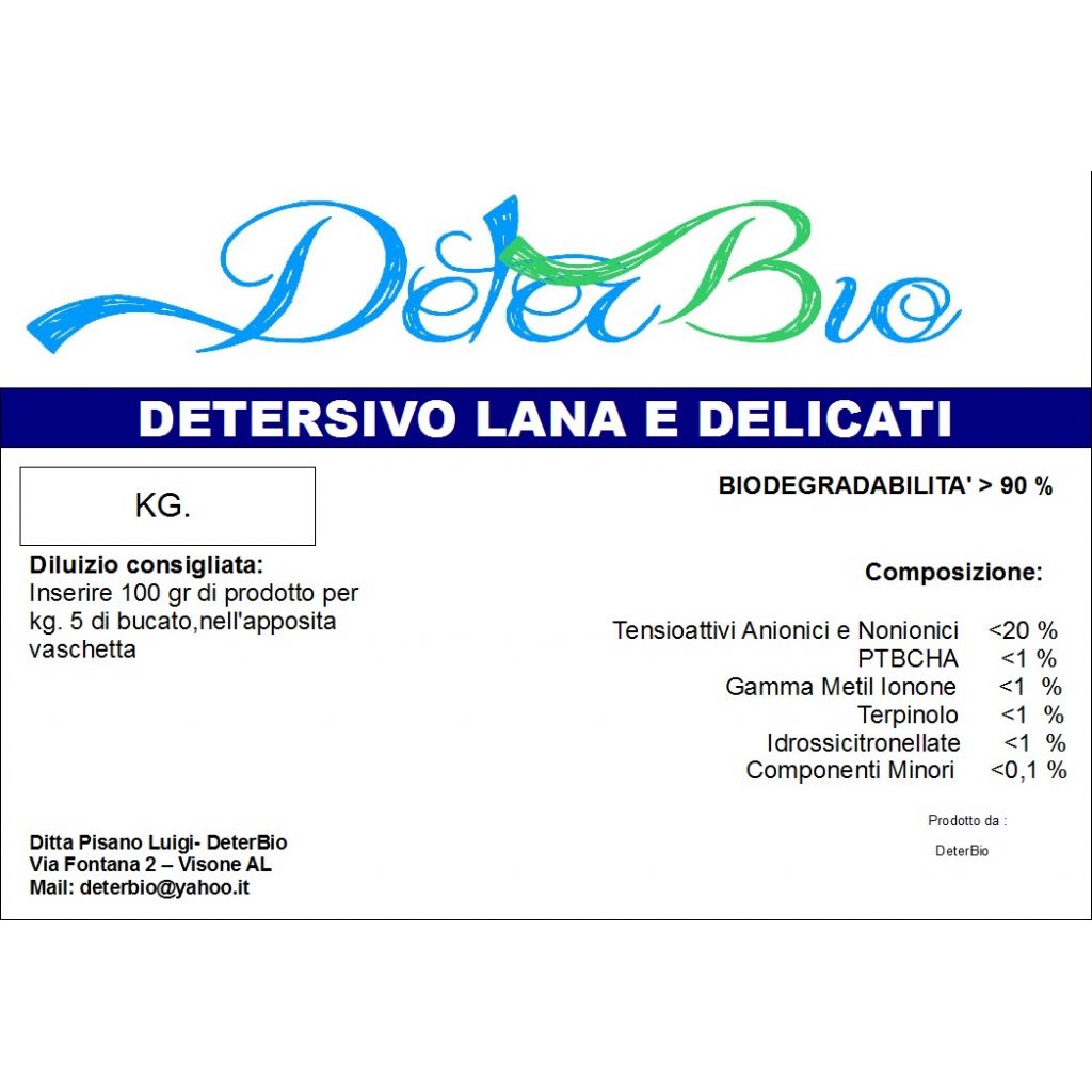 Detersivo bucato lavatrice lana e delicati kg. 25