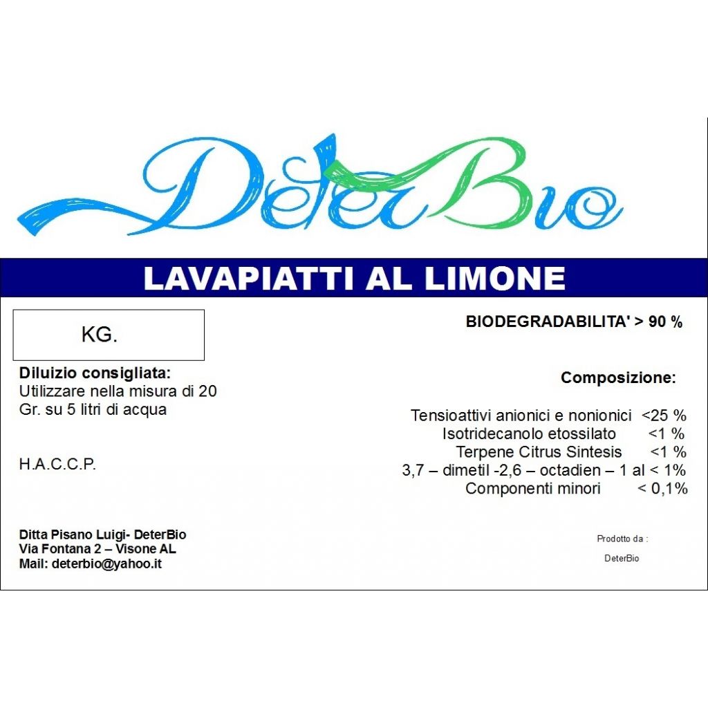 Lavapiatti a mano al limone kg.10