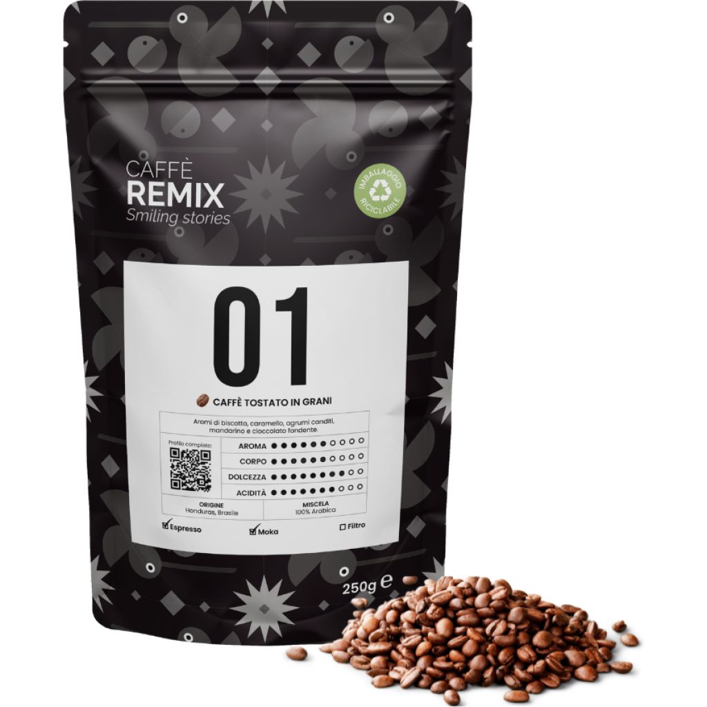 Caff&egrave; REMIX 01 - Caff&egrave; tostato in grani 250g - 100% Arabica
