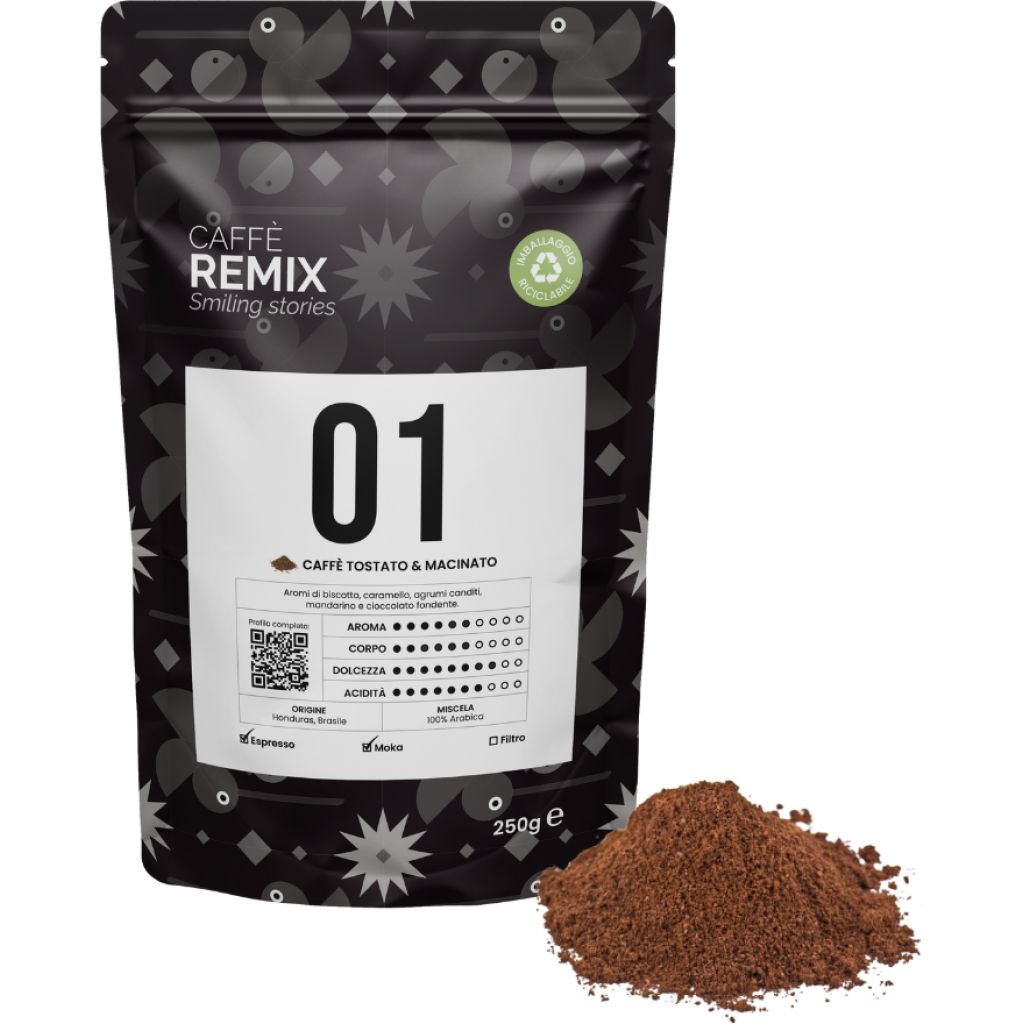 Caff&egrave; REMIX 01 - Caff&egrave; tostato macinato Moka 250g - 100% Arabica
