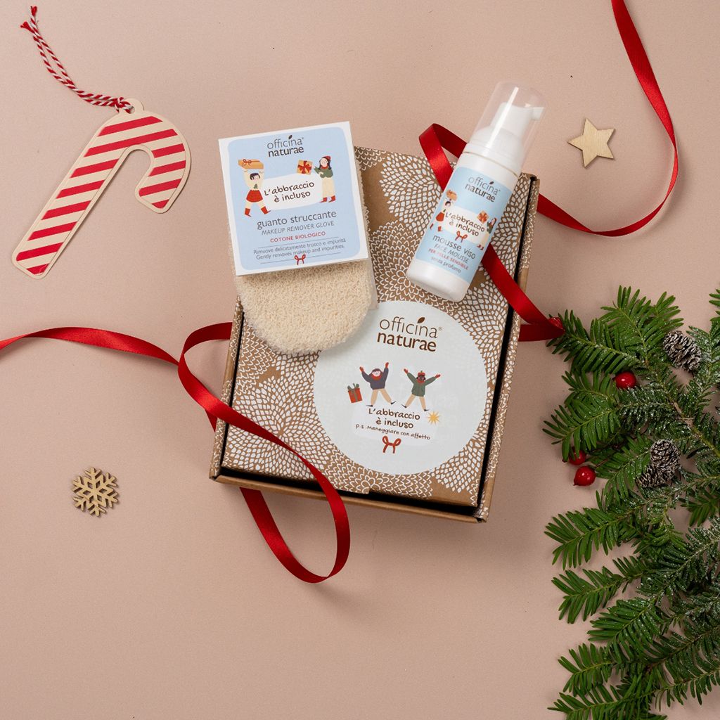 Confezione regalo Mousse Viso 50 ml e Guanto Struccante in cotone Bio