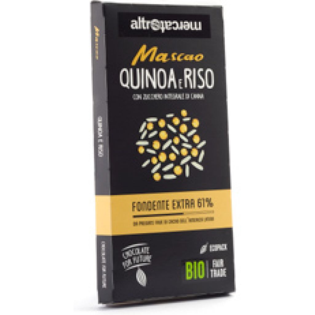 7594 cioccolato Mascao fondente extra con quinoa e riso - bio 80g