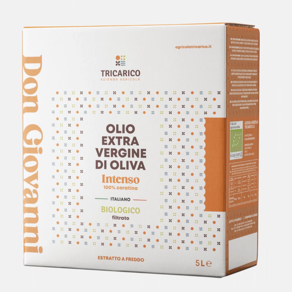 Don Giovanni Bio &ndash; Coratina, raccolto 2026/27 &ndash; CARTONE 3 x Bag-in-Box 5 L
