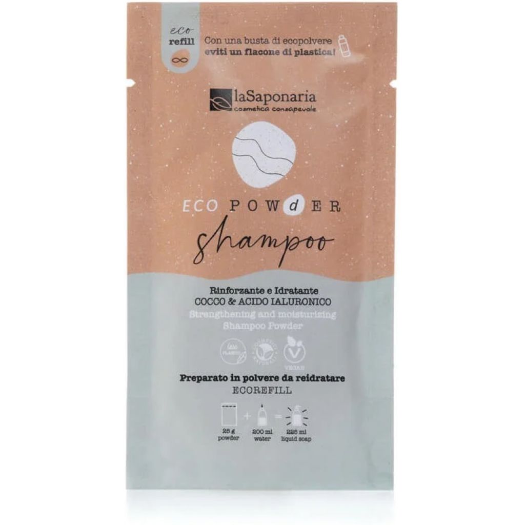 Shampoo in polvere rinforzante e idratante 25 g Cocco e acido ialuronico