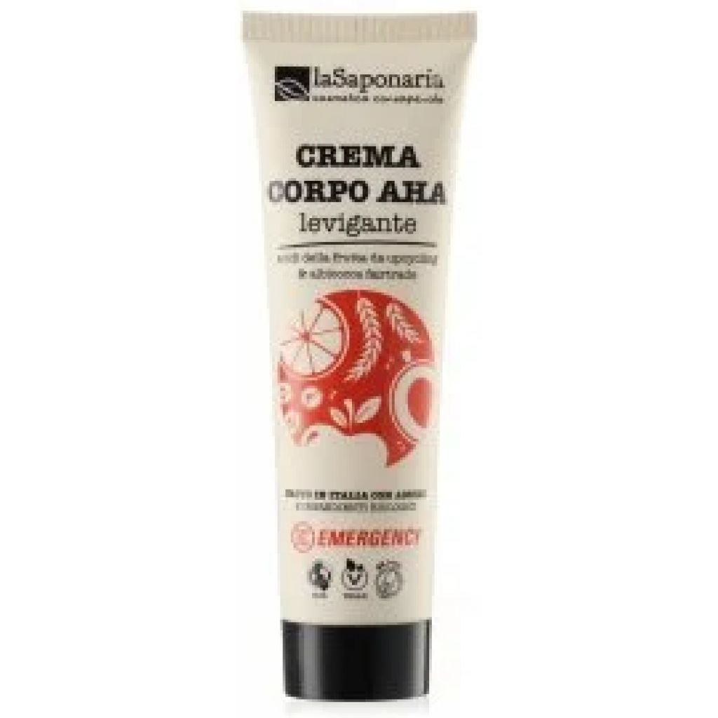 Crema Corpo AHA levigante Emergency - Acidi della frutta da Upcycling e Albicocca Fair Trade (150 m