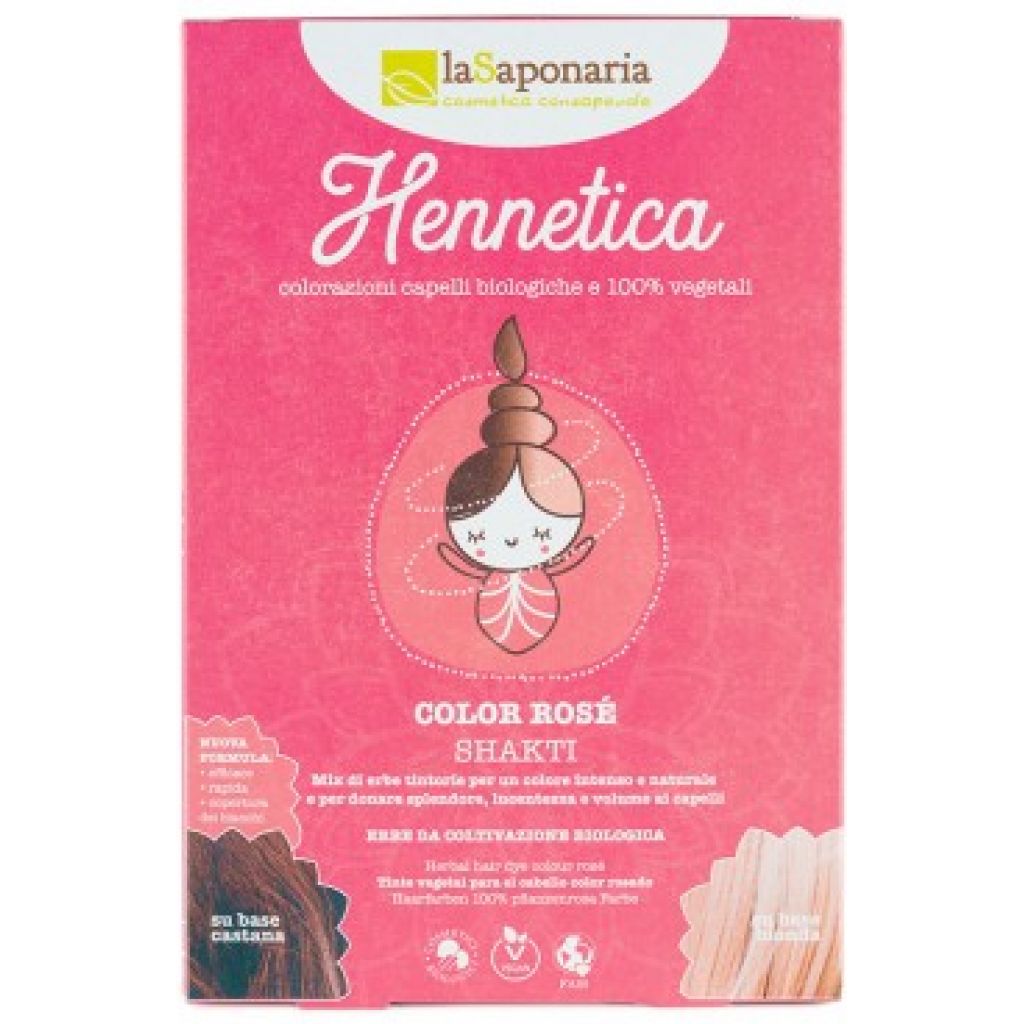 Tinta vegetale per capelli color ros&eacute;: mix purissimo di erbe tintorie Shakti 100g
