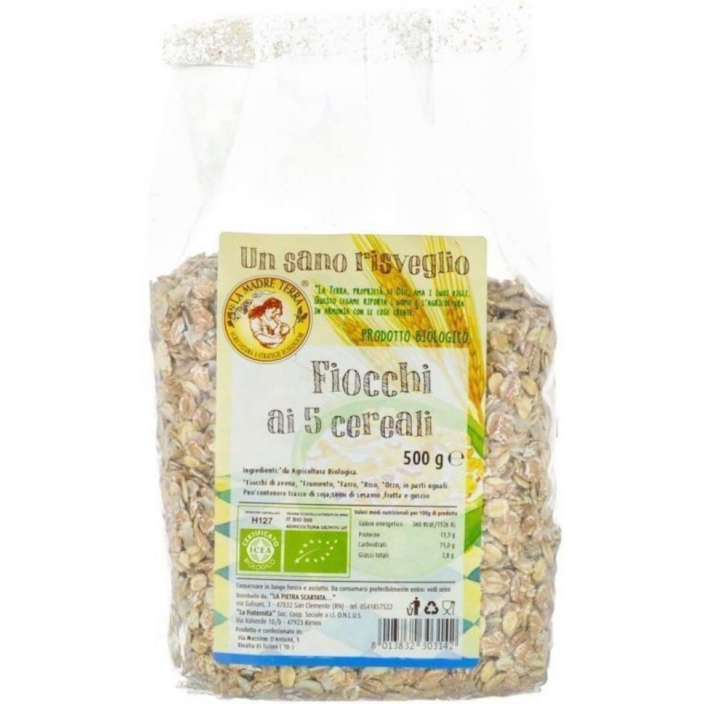 E015- Fiocchi ai 5 cereali * nuovo ingredienti Farro * 500 g