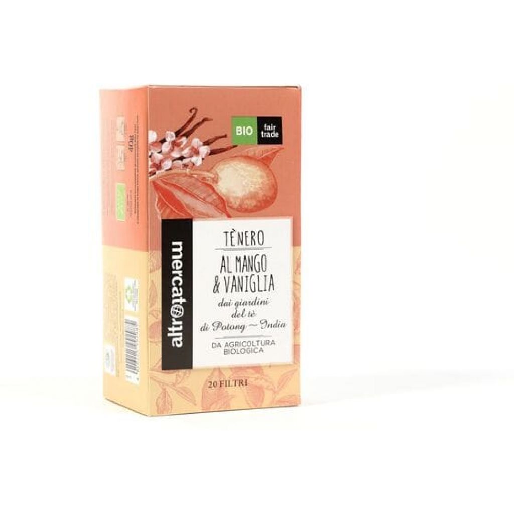 T&egrave; nero al mango e vaniglia - 20 filtri - bio