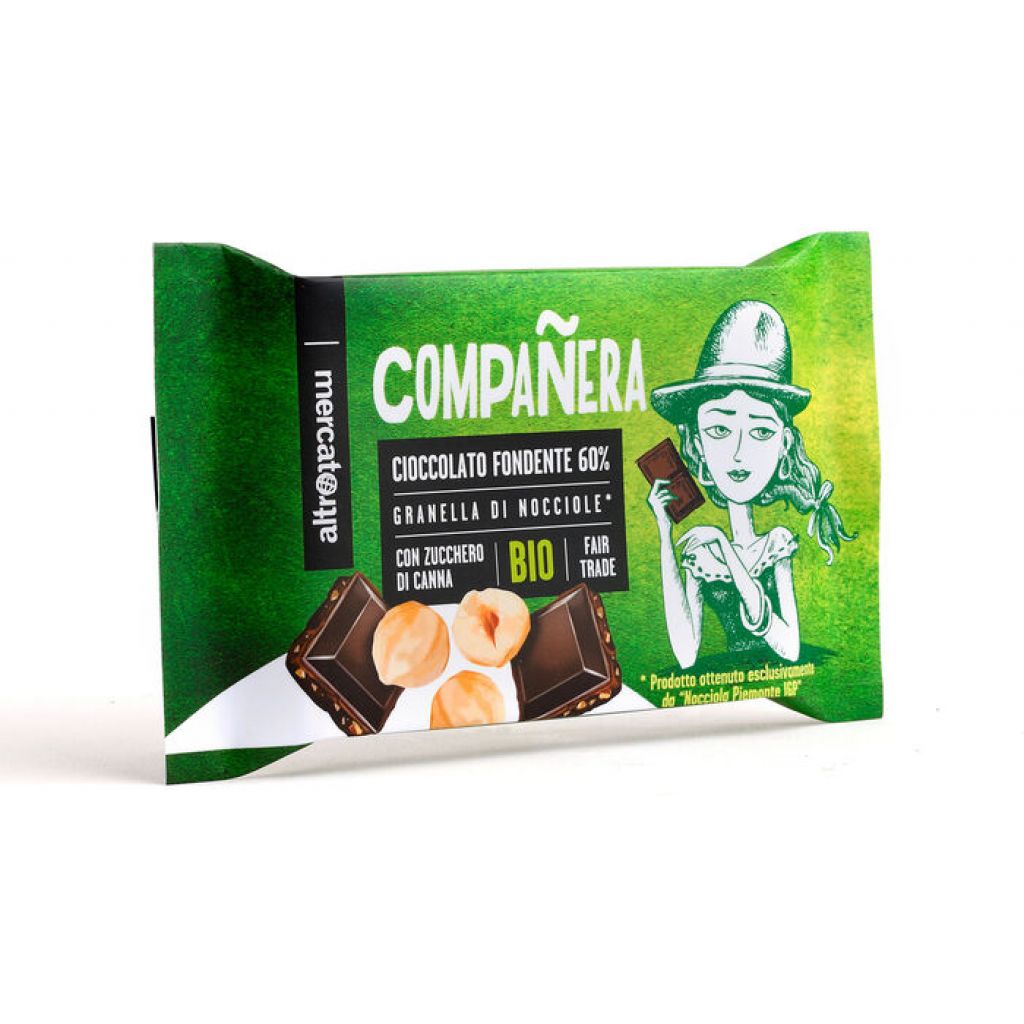 Companera - Cioccolato fondente con granella di nocciole BIO -100g