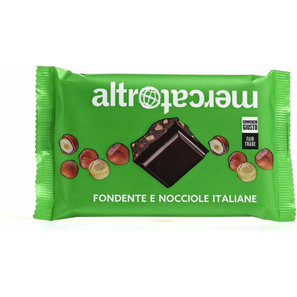 Tavoletta di cioccolato fondente e granella di nocciole