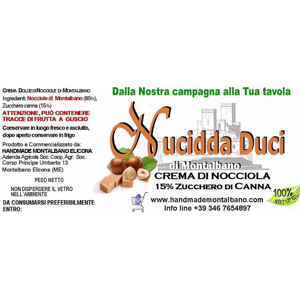 Nucidda duci - crema di nocciole e zucchero di canna 400g