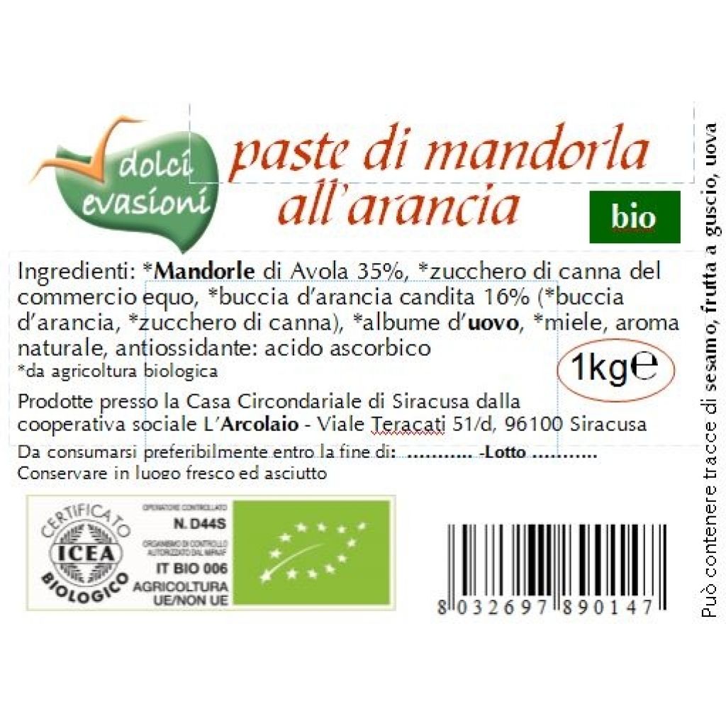 Paste di mandorla all arancia - 1 Kg