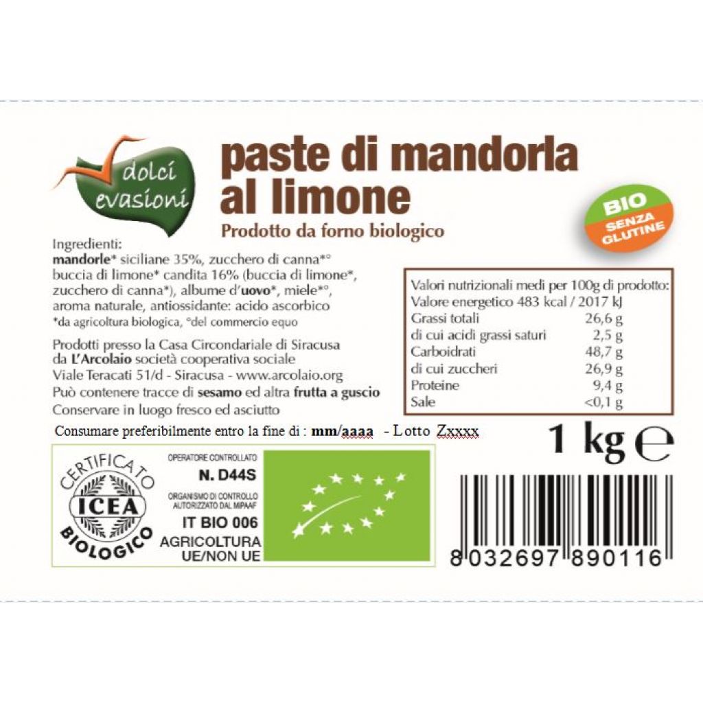 Paste di mandorla al limone - 1 Kg