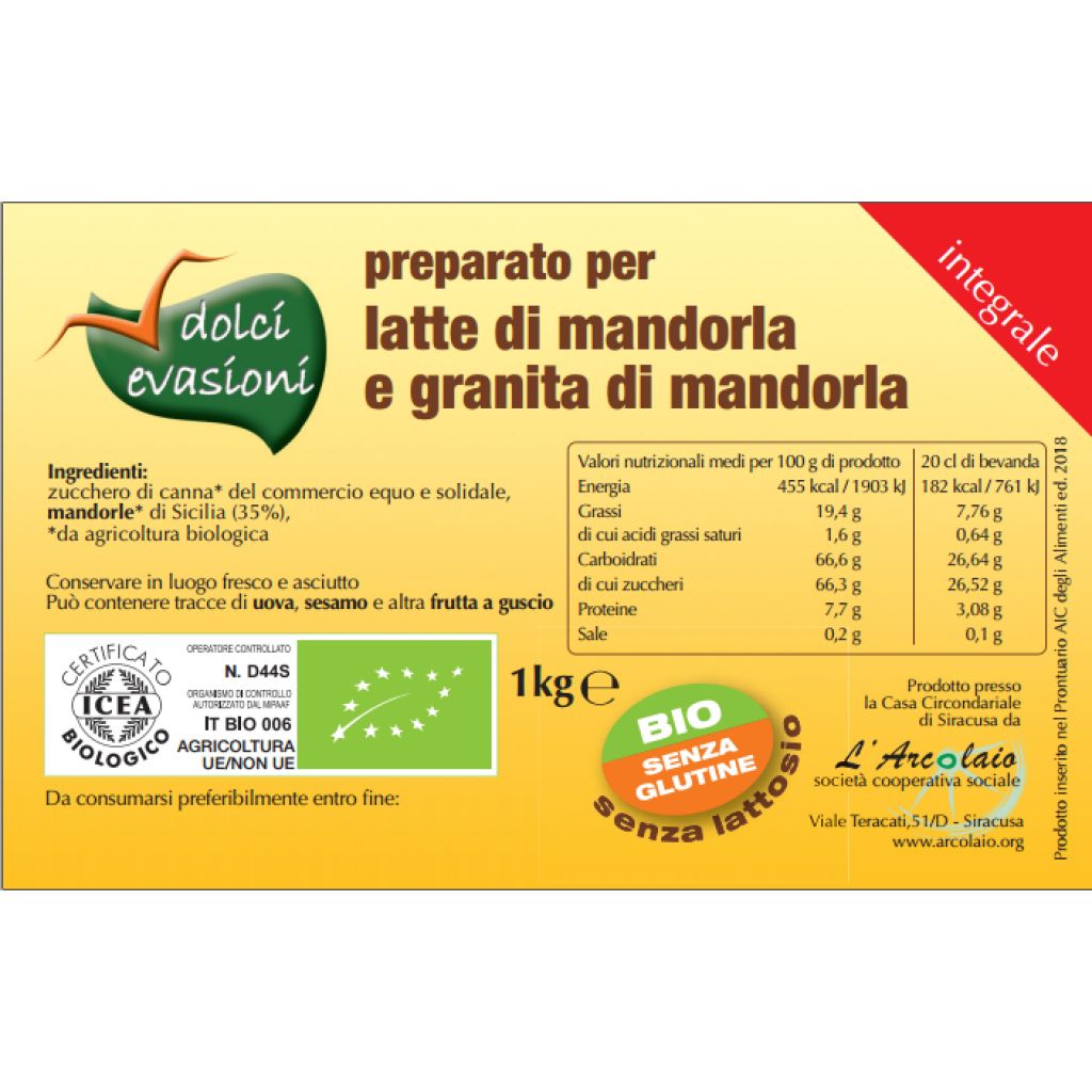 Preparato per latte di mandorla integrale - 1 Kg