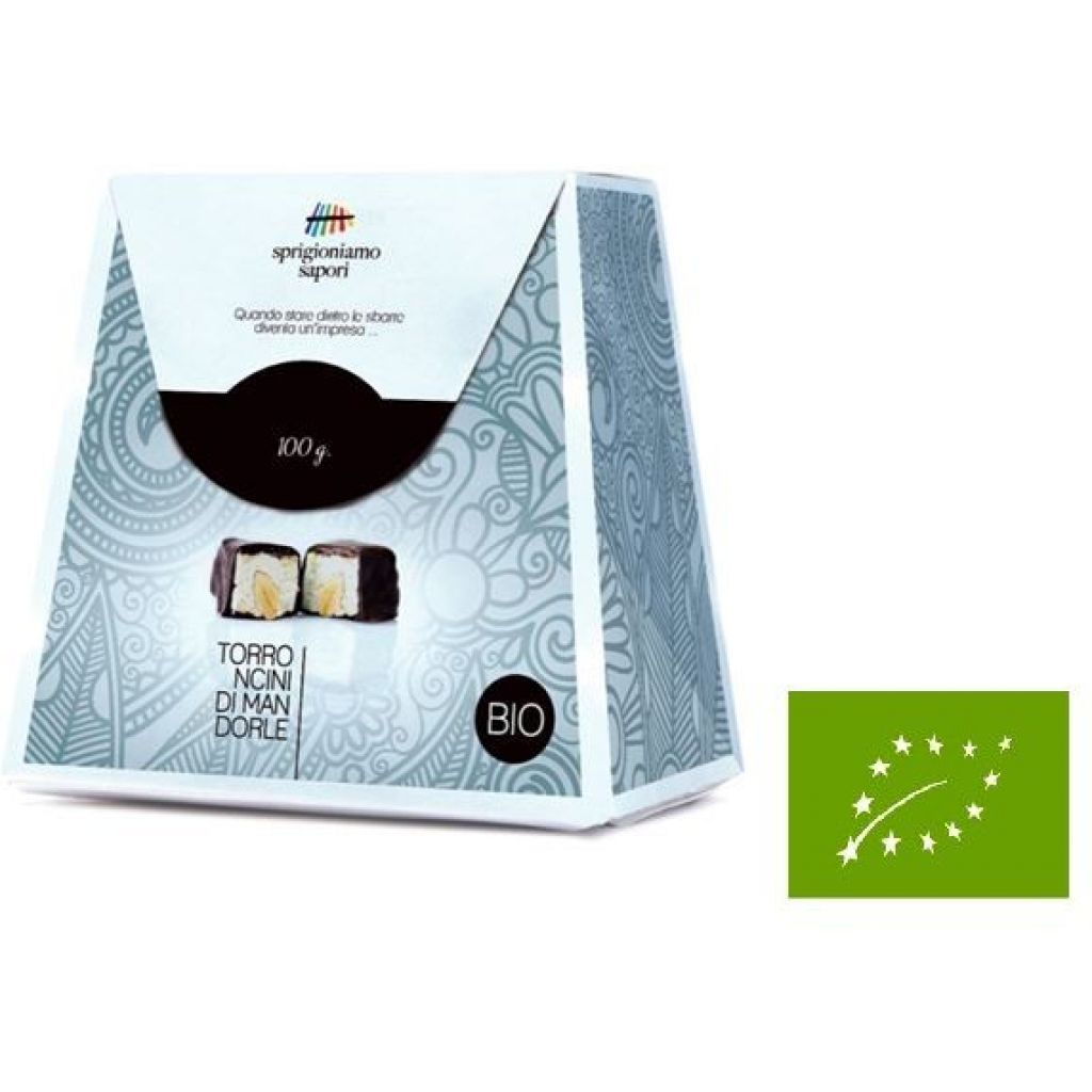 Torroncini morbidi di mandorle ricoperti di cioccolato al latte/fondente/bianco - 100 g