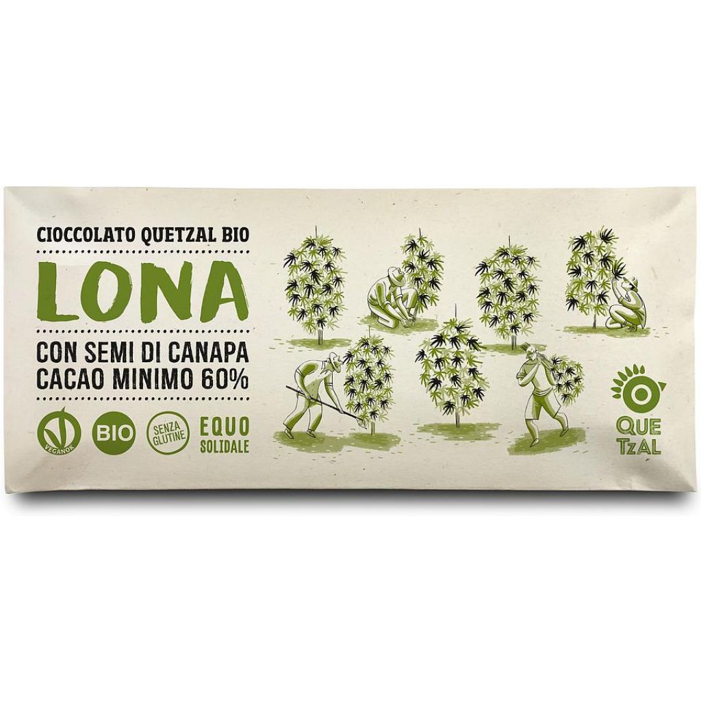 LONA - Cioccolata con semi di canapa 60% cacao BIO - 60 g