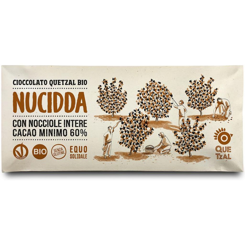 NUCIDDA - Cioccolata con nocciole intere 60% cacao BIO - 60 g