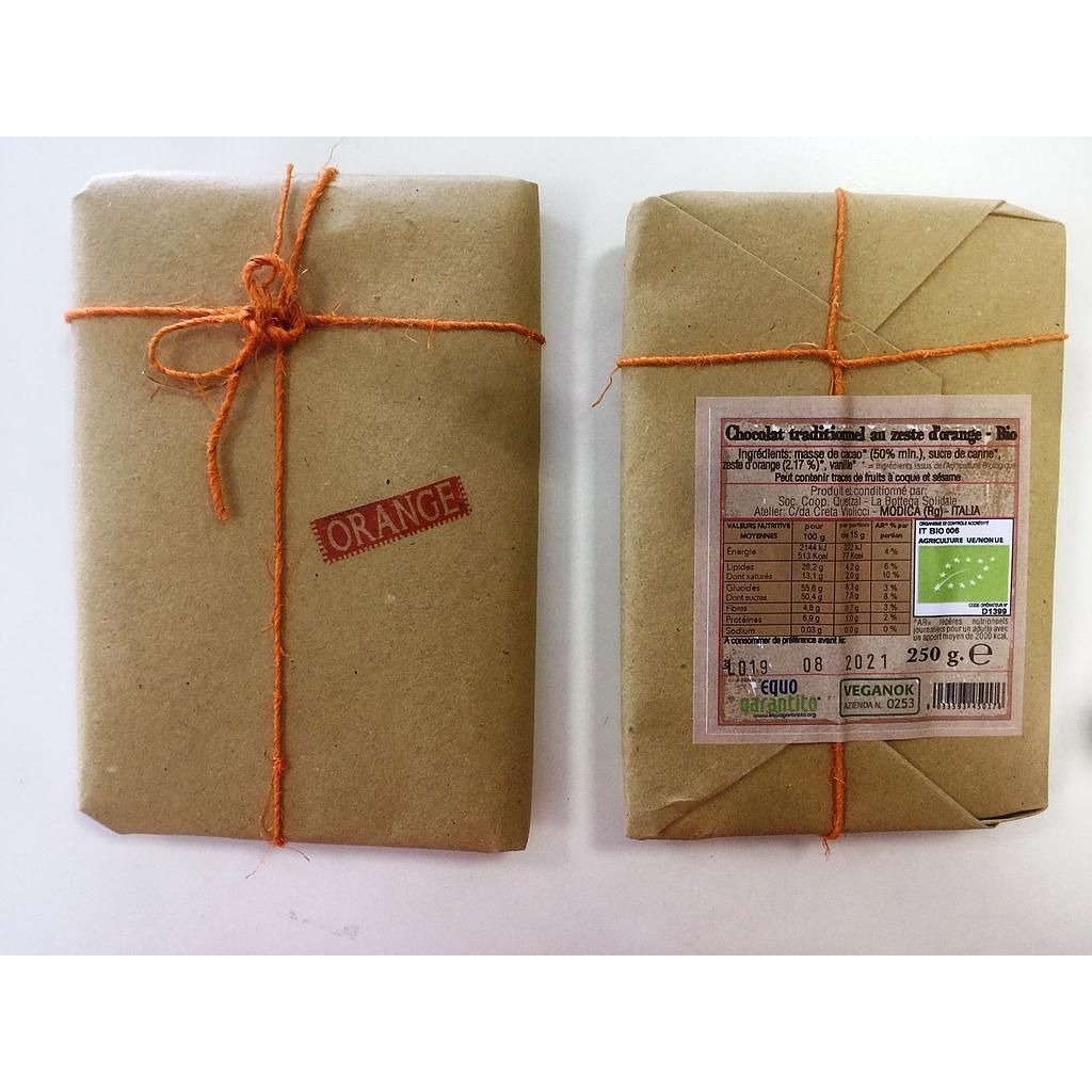 Cioccolata LAeQUA con buccia di arancia barretta da 250 g