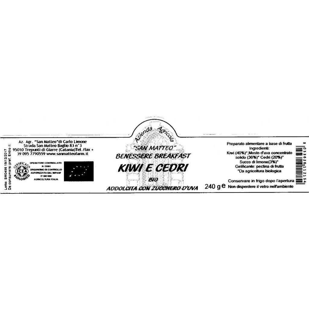 Confettura di KIWI e CEDRO vaso da 240 gr