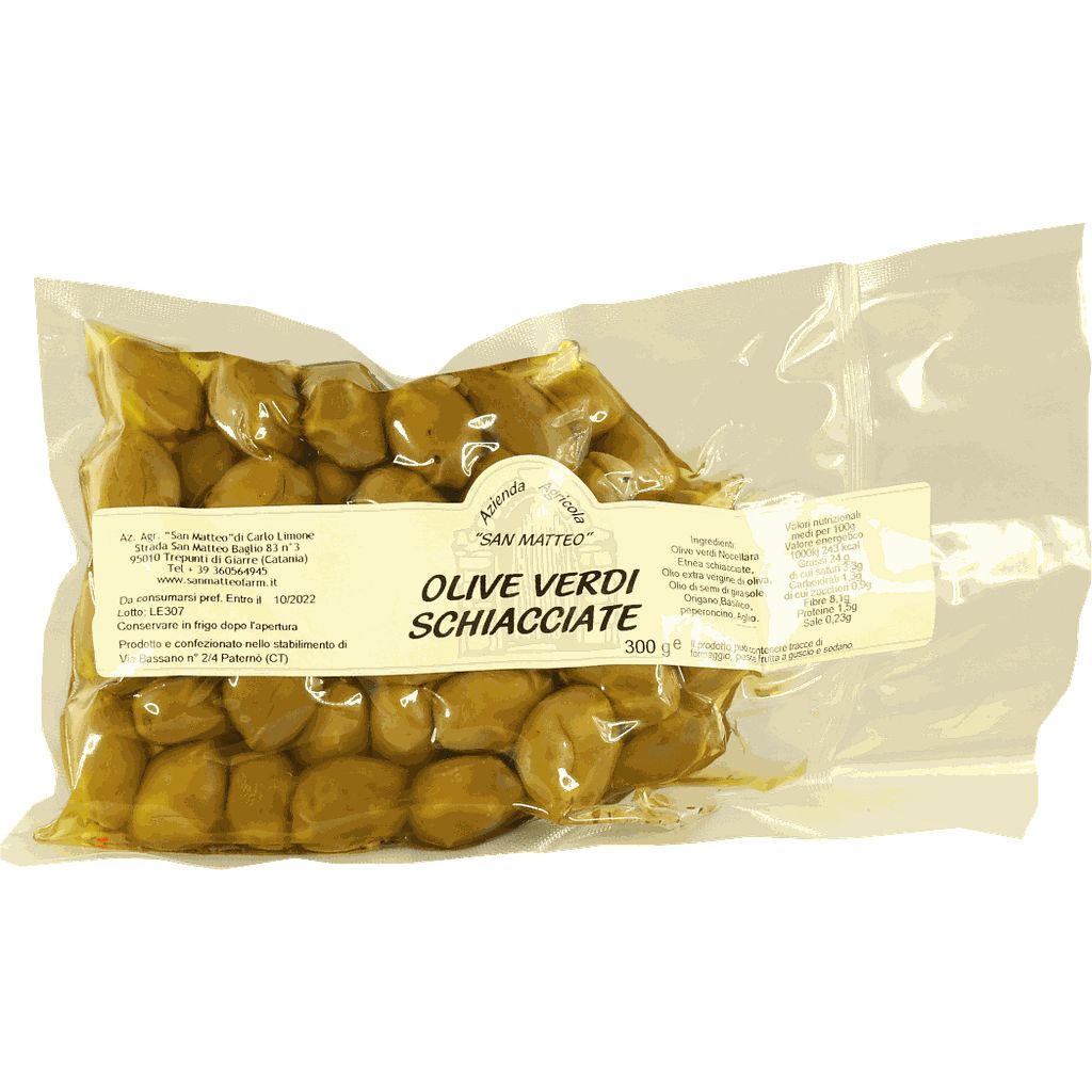 Olive verdi schiacciate - 300 g