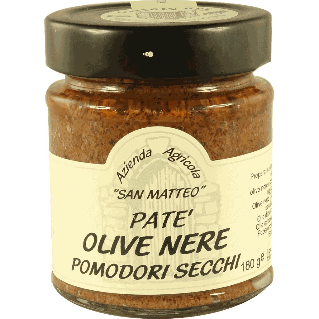 Pat&egrave; di Olive Nere con Pomodori Secchi - 180 g